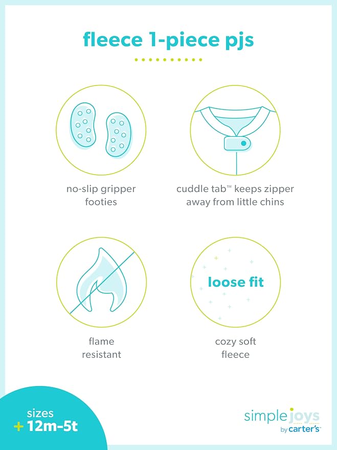 Simple Joys by Carter's Baby Boys Loose-Fit Flame Resistant Fleece Footed - Image 6