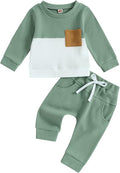 Toddler Baby Boy Fall Clothes Waffle Contrast Color Sweatshirt Pants Sets Infant Winter Outfits 6 12 18 24 Months