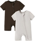 PATPAT Baby Boy and Girl Bamboo Viscose 2-Pack Romper | 2-Way Zipper, Soft and by PATPAT