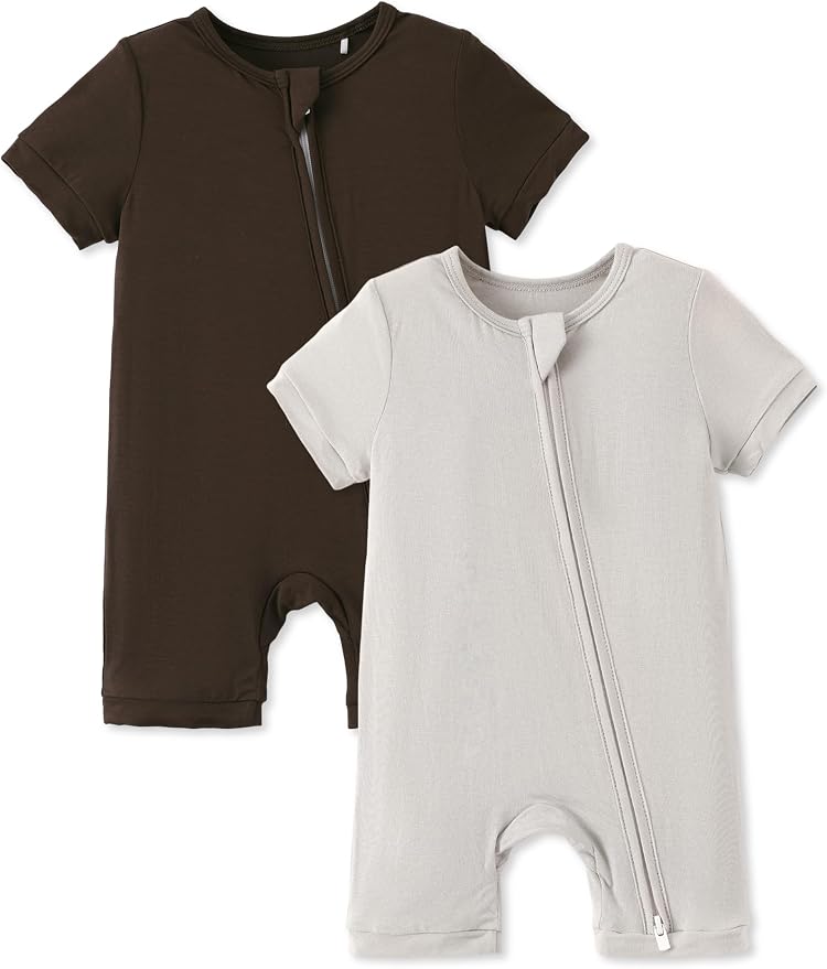 PATPAT Baby Boy and Girl Bamboo Viscose 2-Pack Romper | 2-Way Zipper, Soft and by PATPAT