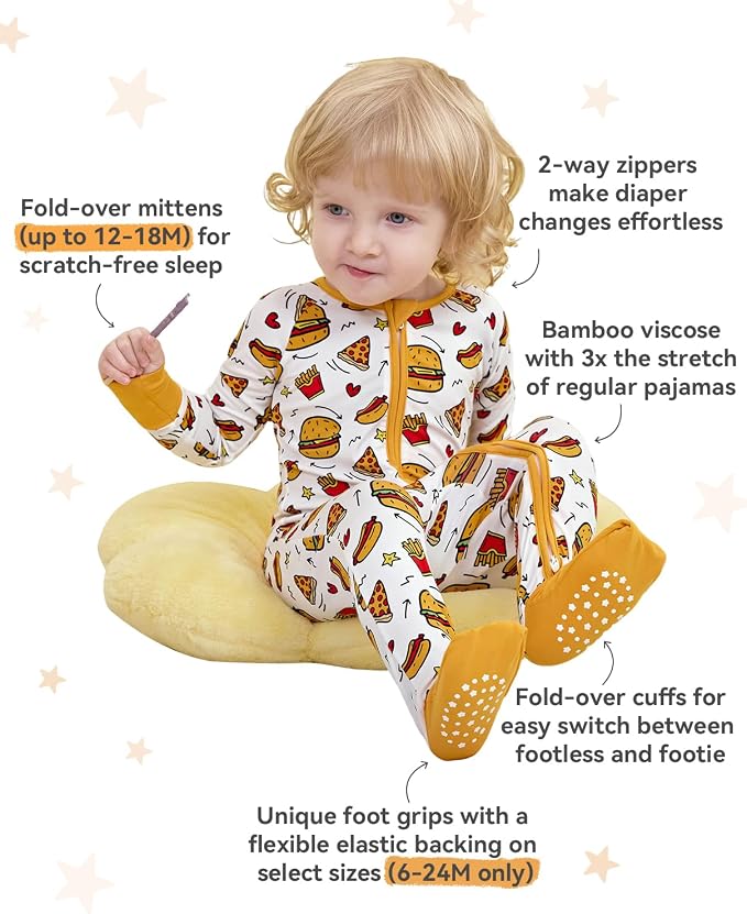 babee Reshinee Bamboo Viscose Baby Footie Pajama, Zipper Sleeper Boys Girls | - Image 2