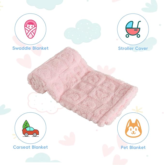 5 Pcs Baby Blanket Heart Checkered Ultra Soft Gift-Ready Plush - Image 3