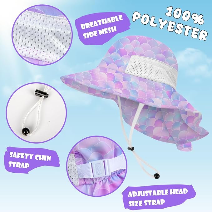 Toddler Baby Sun Hat Kids Summer Beach Essentials Adjustable Beach Hats - Image 2