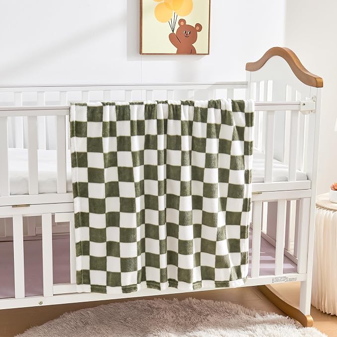 Yurhap Checkered Baby Blanket Fleece Baby Blankets - Image 8