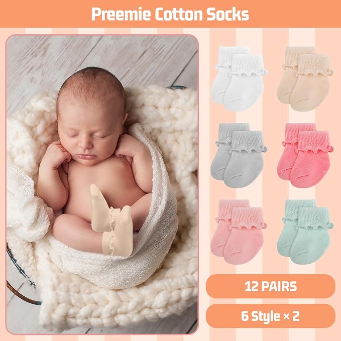 Toulite 12 Pair Preemie Newborn Baby Socks - Image 3
