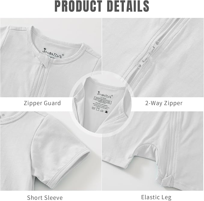 Jimonda Baby Rompers Cotton Boys Girls Short Sleeve Sleepers Pajamas Pjs | Two - Image 5