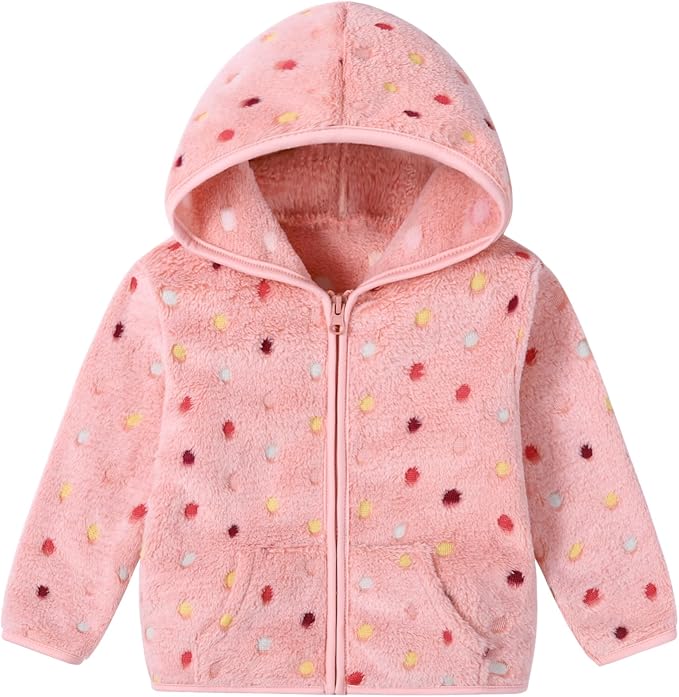 Toddler Baby Girl Fleece Jackets Fall Clothes Hooded Zip Fuzzy Coats by Adarl