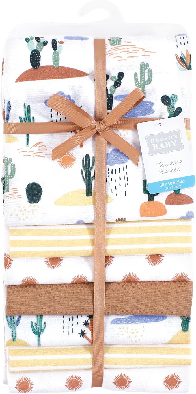 Little Treasure Hudson Baby Cotton Poly Flannel Receiving Blankets Multipack - Image 2