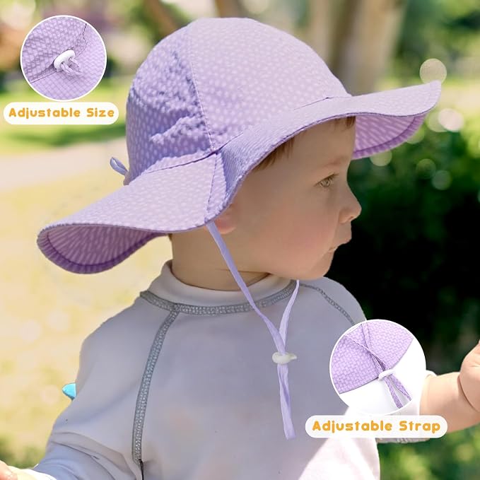 HONGTEYA Baby Sun Hat Wide Brim Adjustable Toddler Beach Bucket Hat | Soft - Image 3