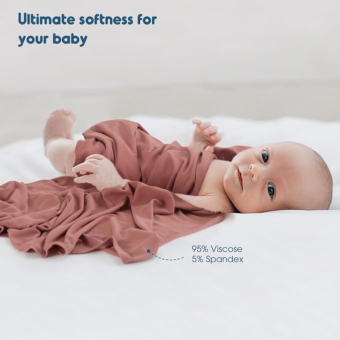 2-Pack Ultra Soft Stretchy Jersey Knit Baby Swaddle Blankets, 33x44 | Snug - Image 4