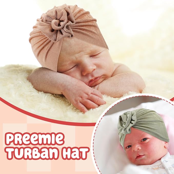 10 Pcs Preemie Hats Cotton Preemie Caps Bows Turban Premature Baby Boys Girls - Image 6