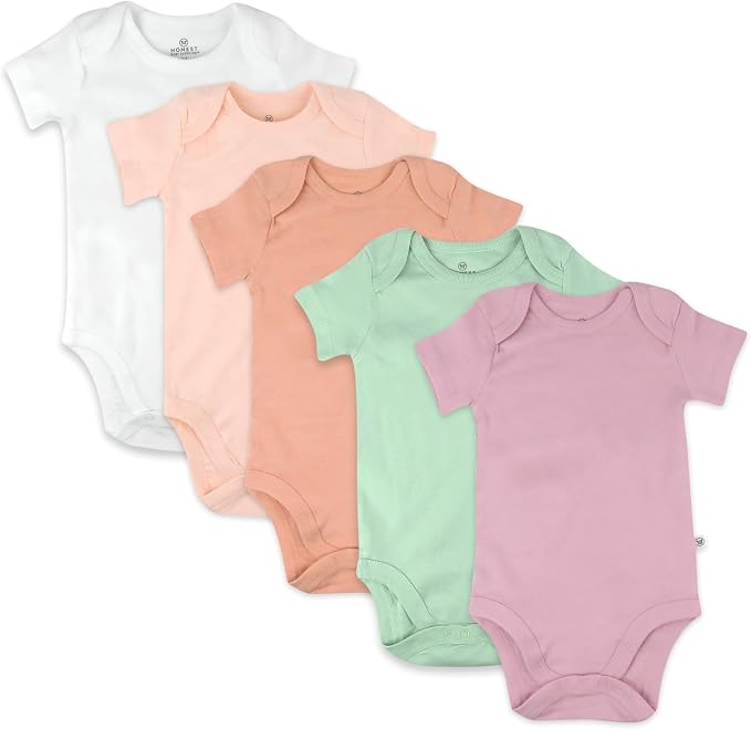 HonestBaby baby-girls 5-pack Short Sleeve Bodysuits One-piece 100% Organic by HonestBaby