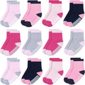 Baby Toddlers Crew Socks with Non-Slip Grip 12 Pack Cotton Stretch Socks | Soft by JAKIDAR