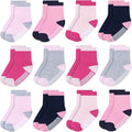 Baby Toddlers Crew Socks with Non-Slip Grip 12 Pack Cotton Stretch Socks | Soft by JAKIDAR