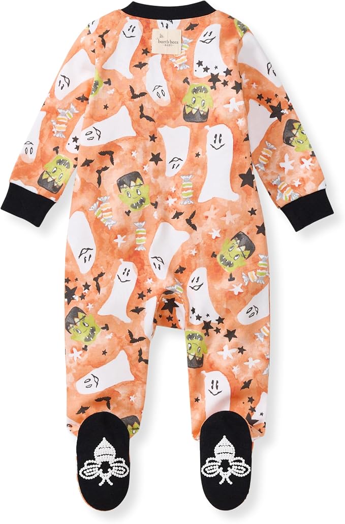 Burt's Bees Baby Girls' Organic Cotton, Sleep and Play Footed Pajamas | Easy - Image 2