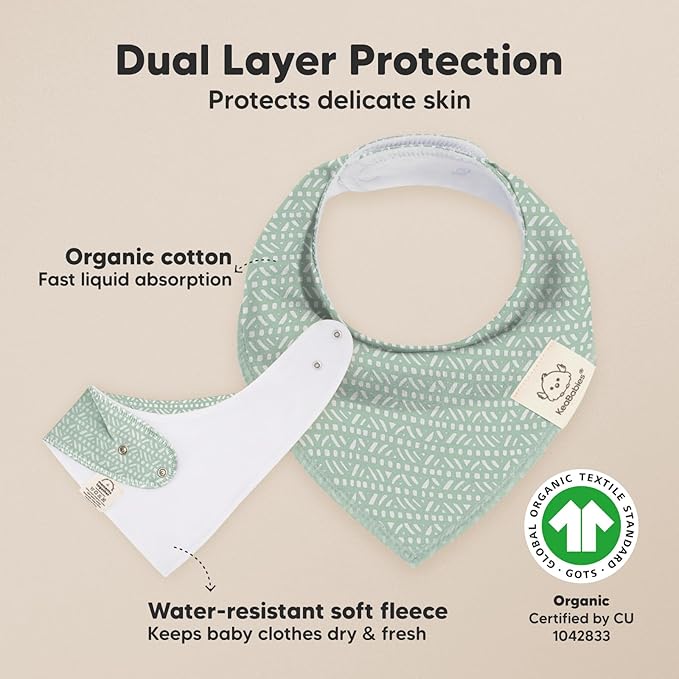 8-Pack Organic Baby Bandana Bibs for Boys, Girls - Super Absorbent Triangle Baby Bibs for Drooling and Teething Infant, 100% Cotton Extra Soft for Newborn, Infant 0-36 Months (Nordic)