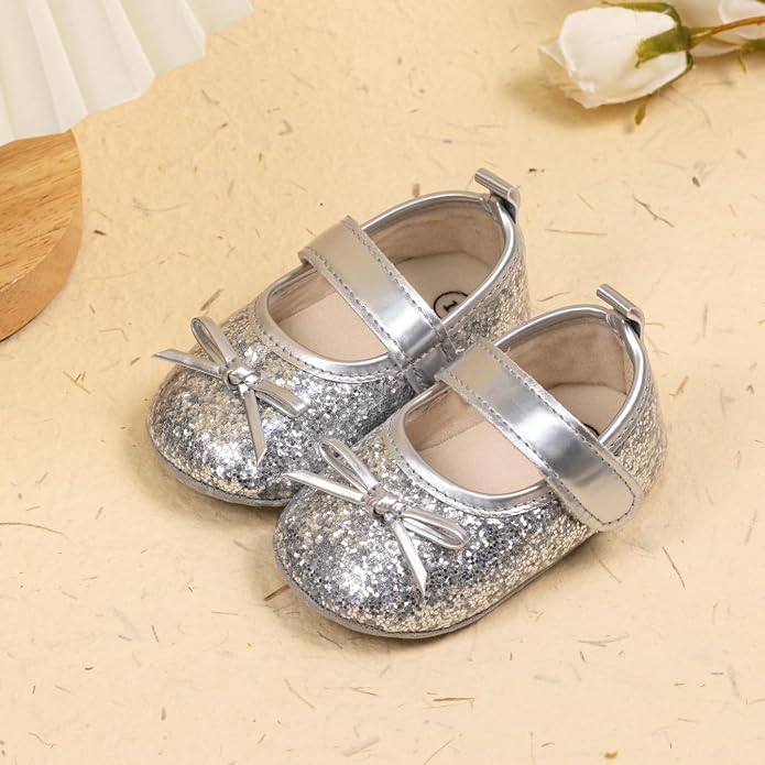 Meckior Infant Baby Girls Soft Sole Bowknot Princess Wedding Dress Mary Jane - Image 2