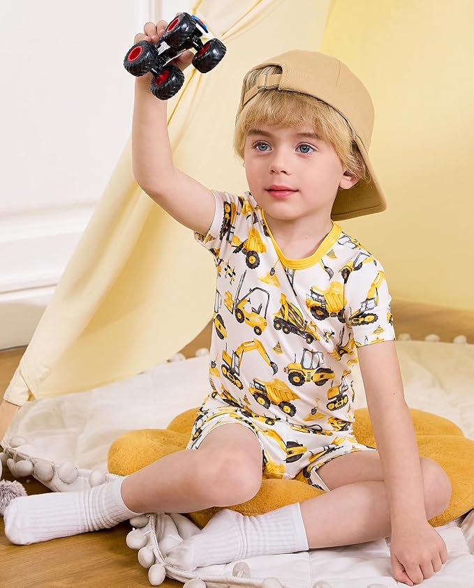 babee Reshinee Bamboo Viscose Toddler Boys Pajamas Set, Short Sleeve Kids - Image 7