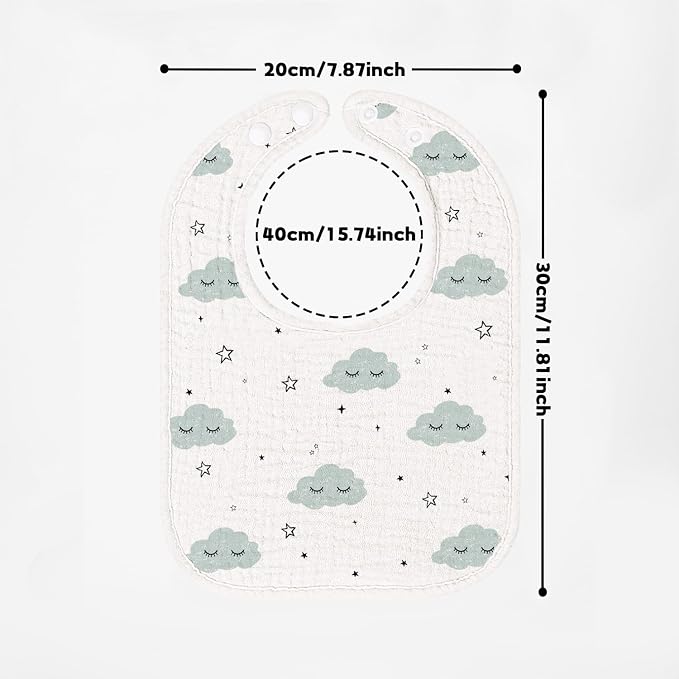 Bearmoss 100% Cotton 10 Pack Muslin Baby Bibs - Image 7
