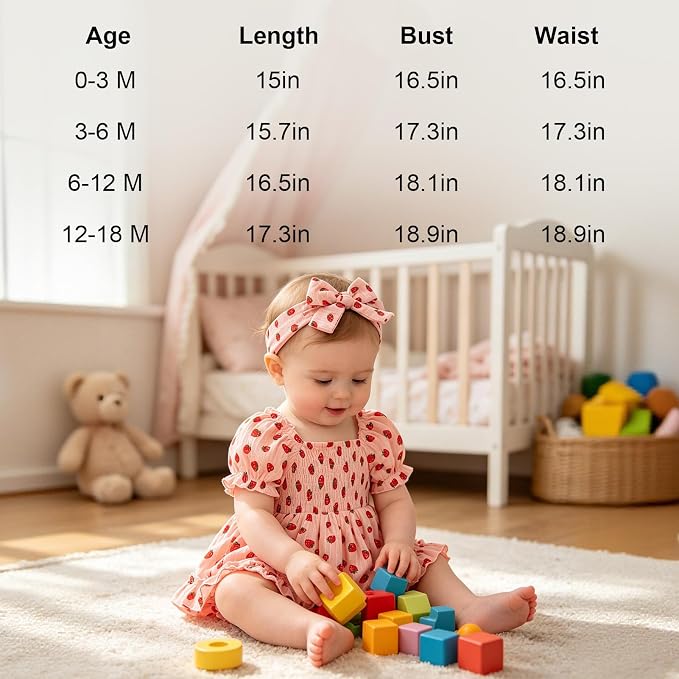 GRNSHTS Baby Girl Romper Dress, Puff Sleeve Smocked Outfit - Image 7