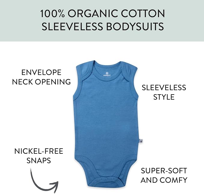 HonestBaby baby-boys Sleeveless Bodysuits One-piece 100% Organic Cotton - Image 2