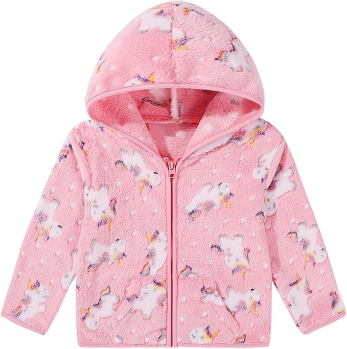 Toddler Baby Girl Fleece Jackets Fall Clothes Hooded Zip Fuzzy Coats by Adarl