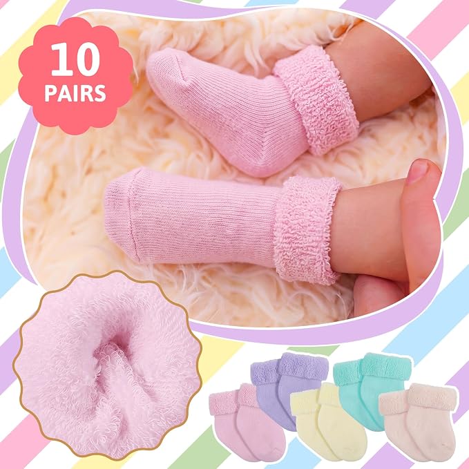 Twistover 10 Pairs Preemie Cotton Turn Cuff Socks - Image 3