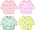 Accmor 4 Pack Long Sleeve Bibs, Baby Smock Waterproof Full Sleeved Bib by Accmor