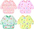 Accmor 4 Pack Long Sleeve Bibs, Baby Smock Waterproof Full Sleeved Bib by Accmor