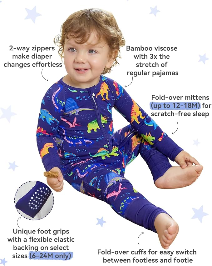 babee Reshinee Bamboo Viscose Baby Footie Pajama, Zipper Sleeper Boys Girls | - Image 3