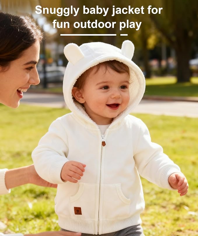 Hikido Baby Girls Boys Warm Adorable Hooded Zip Coat - Image 5