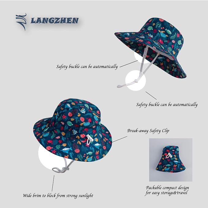 LANGZHEN Sun Protection Hat for Kids Toddler Boys Girls Wide Brim Summer - Image 4