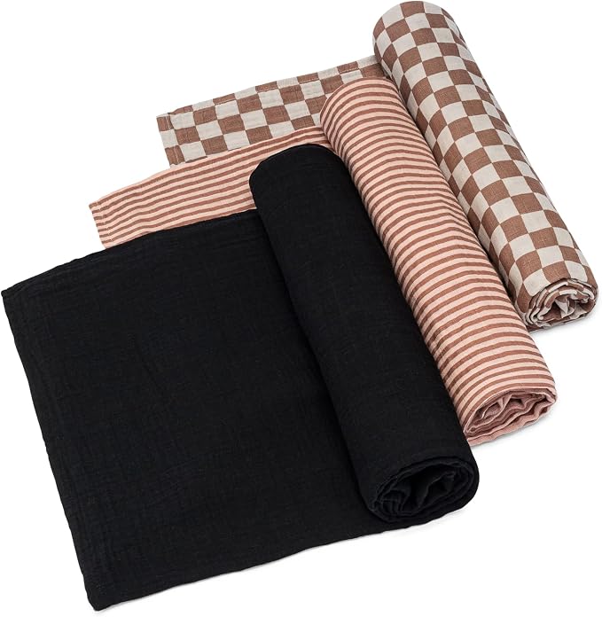 Parker Baby Co. Soft Muslin Baby Swaddle Blankets, 3 Pack by ParkerBabyCo