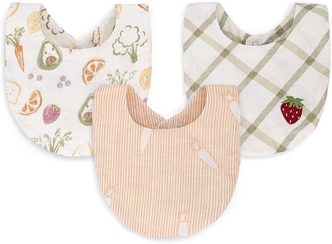 Crane Baby Soft Baby Bib Set, 100% Cotton Muslin Baby Bibs, Soft and Absorbent by CraneBaby