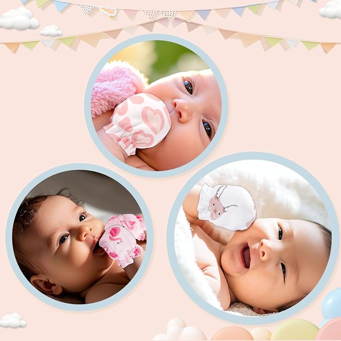 Baby Mittens 0-6 Months No Scratch 100% Cotton Gloves - Image 4
