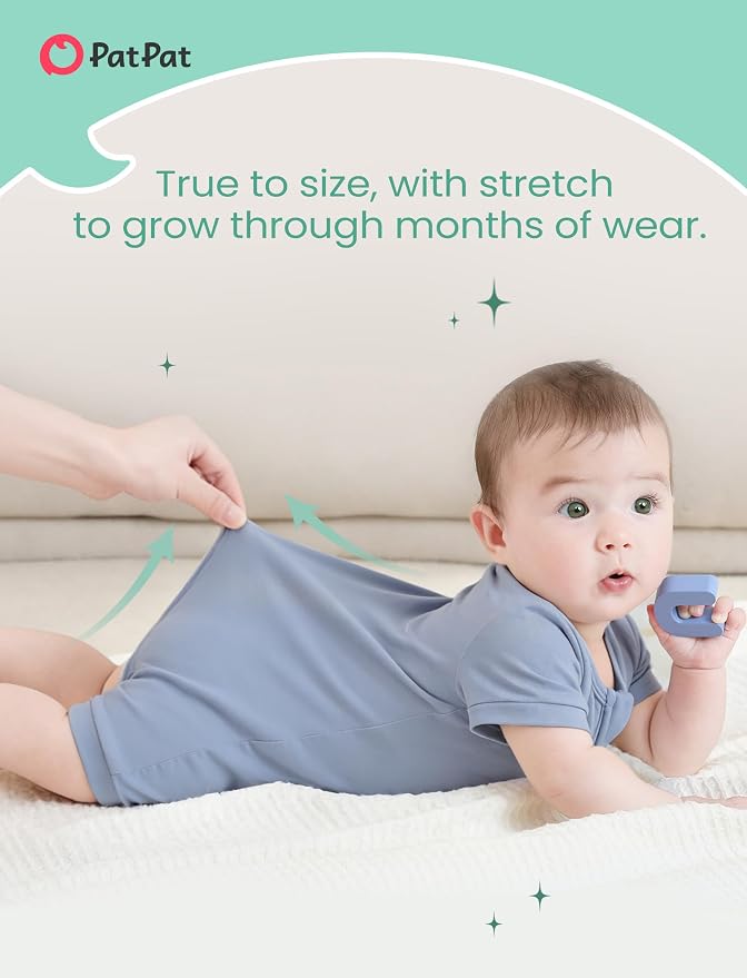 PATPAT Baby Boy and Girl Bamboo Viscose 2-Pack Romper | 2-Way Zipper, Soft and - Image 5