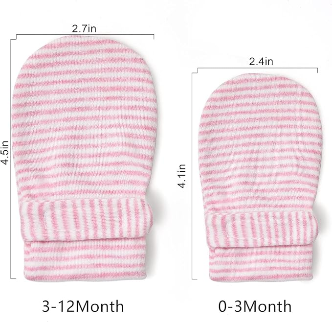 Newborn Baby No Scratch Mittens Stay On, 100% Cotton Breathable, Adjustable - Image 6