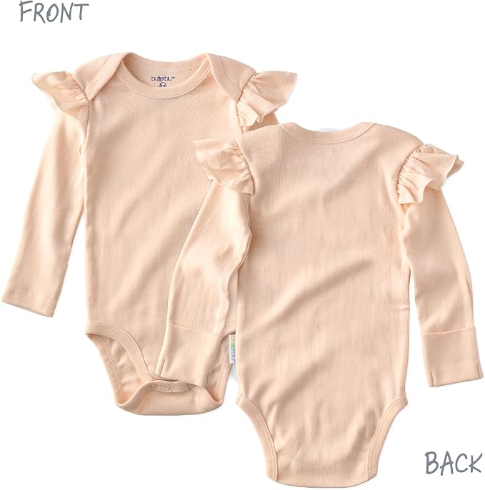Butterblu Ashley 5-Pack Long Sleeve Ruffle Shoulder Bodysuits 100% Cotton | - Image 3