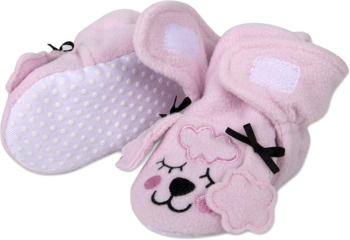 Cozy Fleece Baby Booties- Sherpa Baby Crib Booties Soft Soled Winter Shoes - Image 2