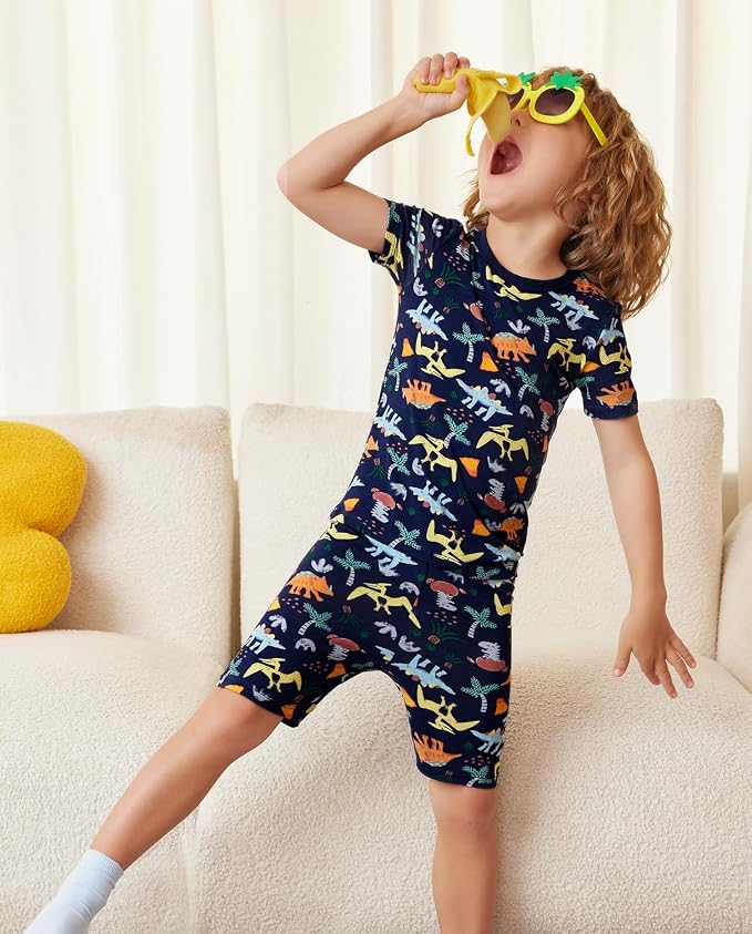 babee Reshinee Bamboo Viscose Toddler Boys Pajamas Set, Short Sleeve Kids - Image 5
