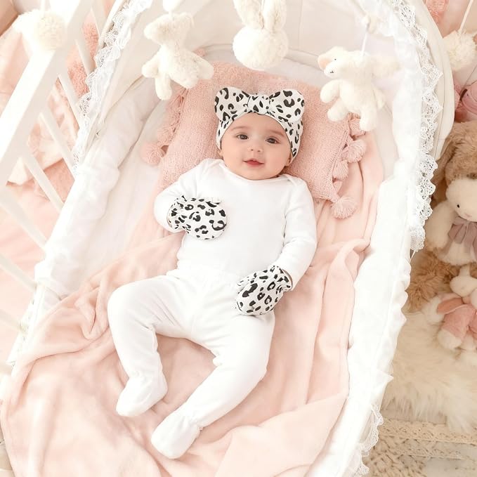 LIDHAY 4PCS Newborn Baby Hospital Hats Beanie Bow Infant Caps Cotton Preemie - Image 4