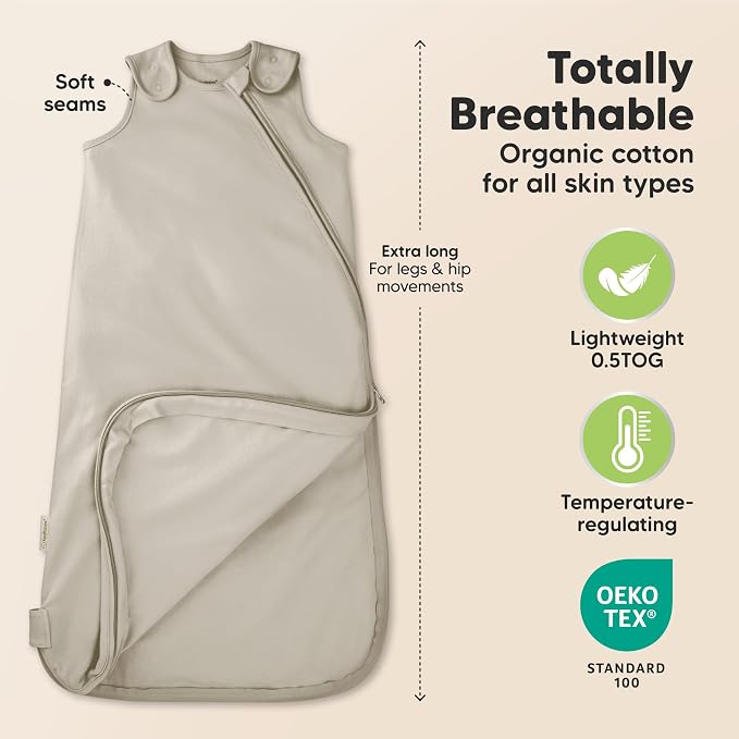 2-Pack Organic Baby Sleep Sacks, 100% Cotton 0.5TOG - Image 3