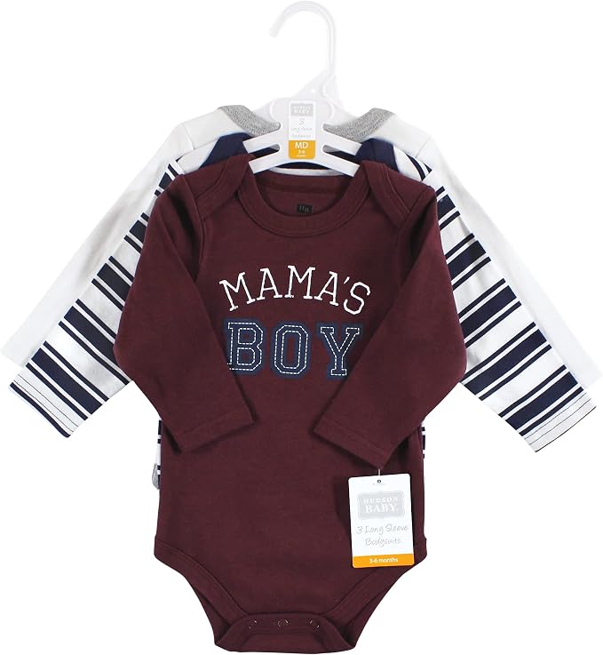 Hudson Baby baby-boys Cotton Long-sleeve Bodysuits 3-pack - Image 2
