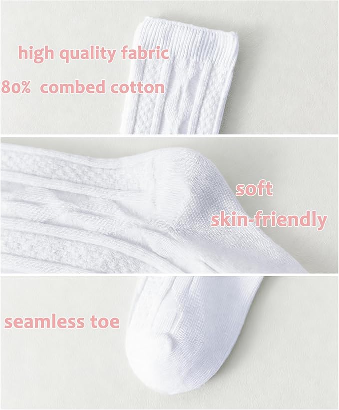 Baby Knee High Socks Soft Seamless Cotton Long Stockings - Image 6