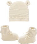 Hadetoto 100% Organic Cotton Baby Beanie and Booties Set | Newborn, Knit Sock by Hadetoto