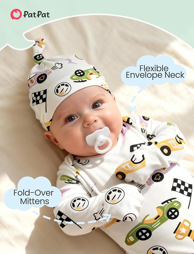 PATPAT Baby Sleeper Gown with Hat - Image 3