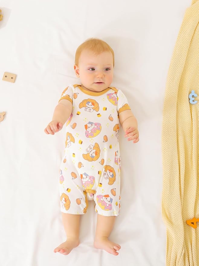 GUISBY Baby Rayon Romper Pajamas, 0-24M | Silky Soft Feel，Snap Closure，Footless - Image 3