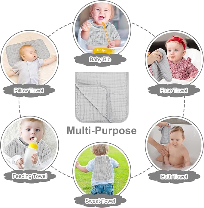 Accmor 6 Pack Muslin Burp Cloths 100% Cotton 20''x10'' Large Extra Soft and - Image 5