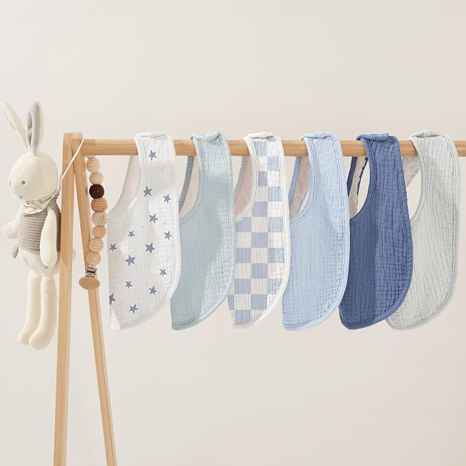 Susurration Muslin Baby Drool Bibs 6Pack Soft Square Adjustable Baby Bandana - Image 4