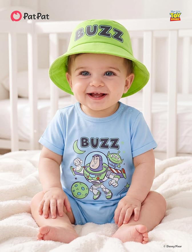 Disney Baby Boy's 2-Piece Romper and Sun Hat Outfit Set Newborn to Infant - Image 2